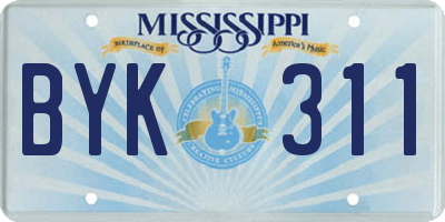 MS license plate BYK311