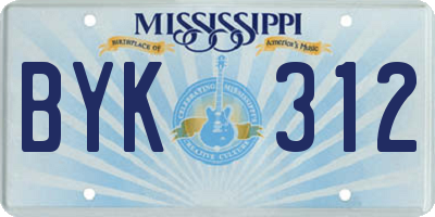 MS license plate BYK312