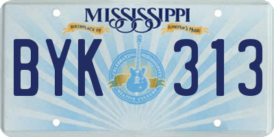 MS license plate BYK313