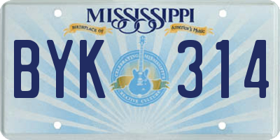MS license plate BYK314