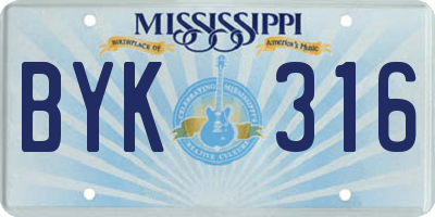 MS license plate BYK316