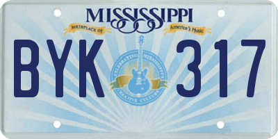 MS license plate BYK317
