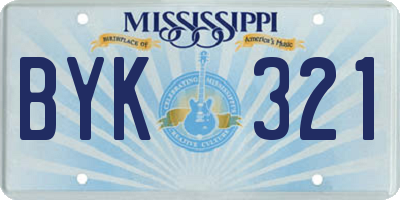 MS license plate BYK321