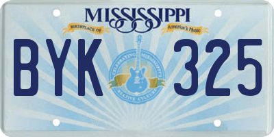 MS license plate BYK325