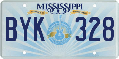 MS license plate BYK328