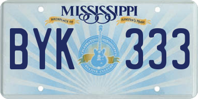 MS license plate BYK333