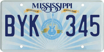 MS license plate BYK345