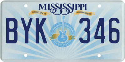 MS license plate BYK346