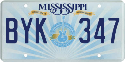 MS license plate BYK347