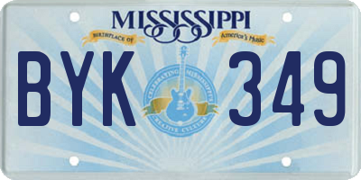 MS license plate BYK349