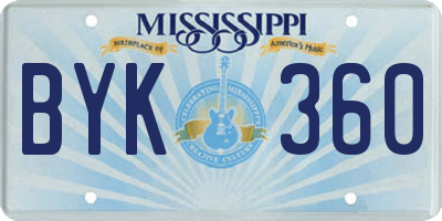 MS license plate BYK360