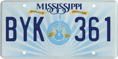 MS license plate BYK361