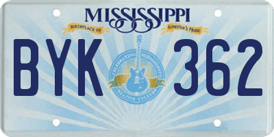 MS license plate BYK362