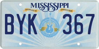 MS license plate BYK367