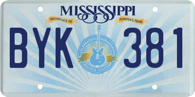 MS license plate BYK381
