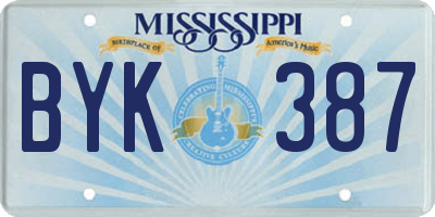 MS license plate BYK387