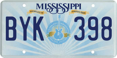 MS license plate BYK398