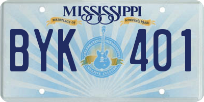 MS license plate BYK401