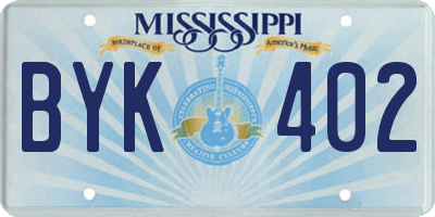 MS license plate BYK402