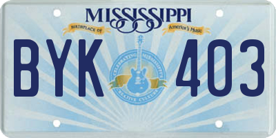 MS license plate BYK403