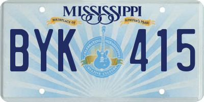 MS license plate BYK415