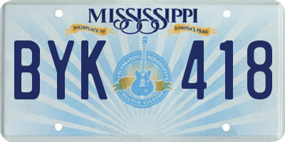 MS license plate BYK418