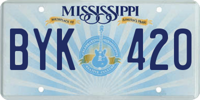 MS license plate BYK420