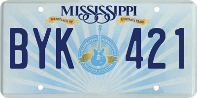 MS license plate BYK421