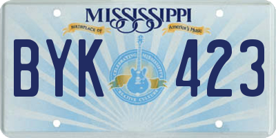 MS license plate BYK423