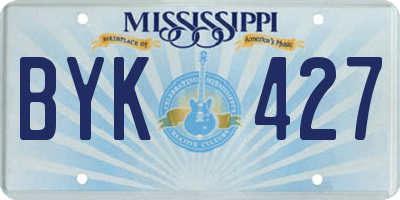 MS license plate BYK427