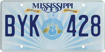 MS license plate BYK428