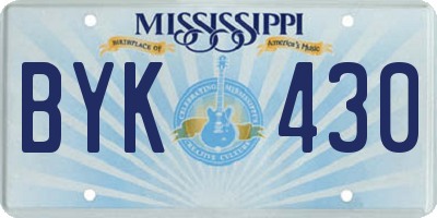 MS license plate BYK430