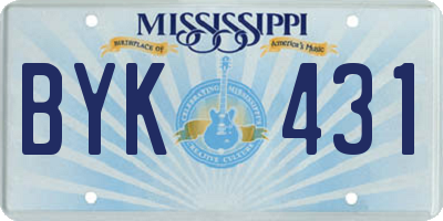 MS license plate BYK431