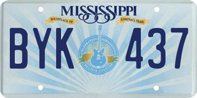 MS license plate BYK437