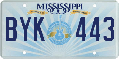 MS license plate BYK443