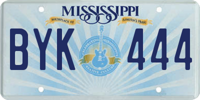 MS license plate BYK444