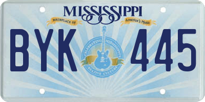 MS license plate BYK445