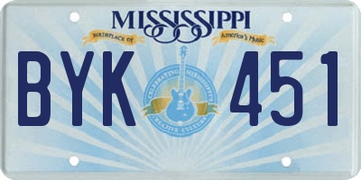MS license plate BYK451