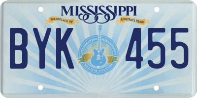 MS license plate BYK455