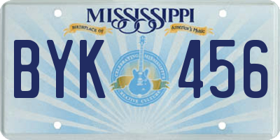 MS license plate BYK456