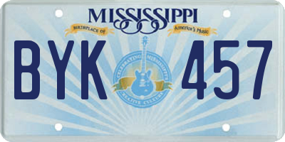 MS license plate BYK457