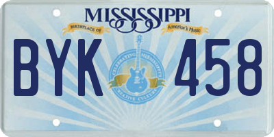 MS license plate BYK458