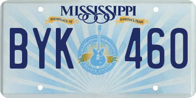 MS license plate BYK460