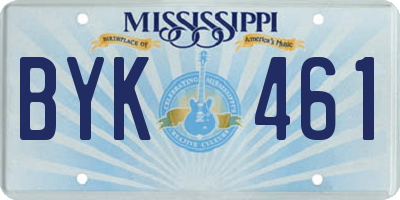 MS license plate BYK461