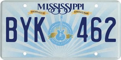 MS license plate BYK462