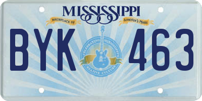 MS license plate BYK463