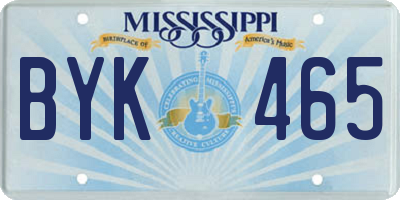 MS license plate BYK465