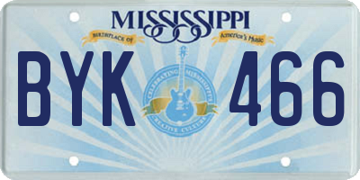 MS license plate BYK466