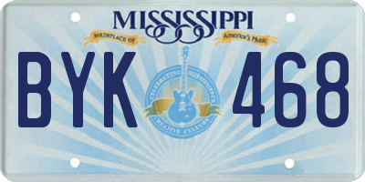 MS license plate BYK468
