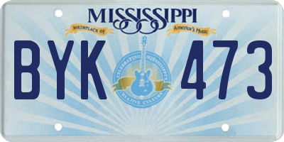 MS license plate BYK473